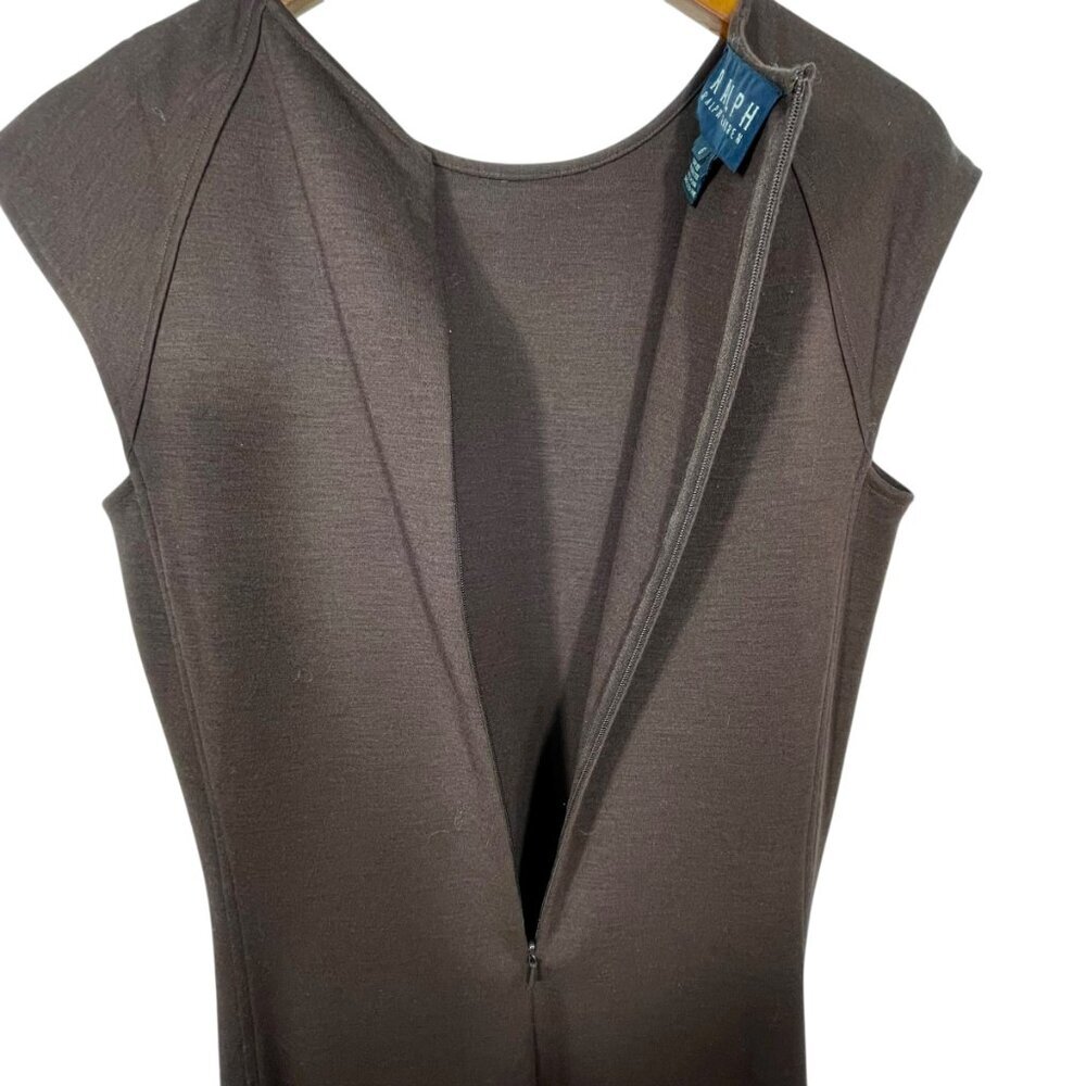 Ralph Lauren Blue Label Wool Sleeveless Brown Midi Sheath Dress Size 6 - Picture 7 of 11